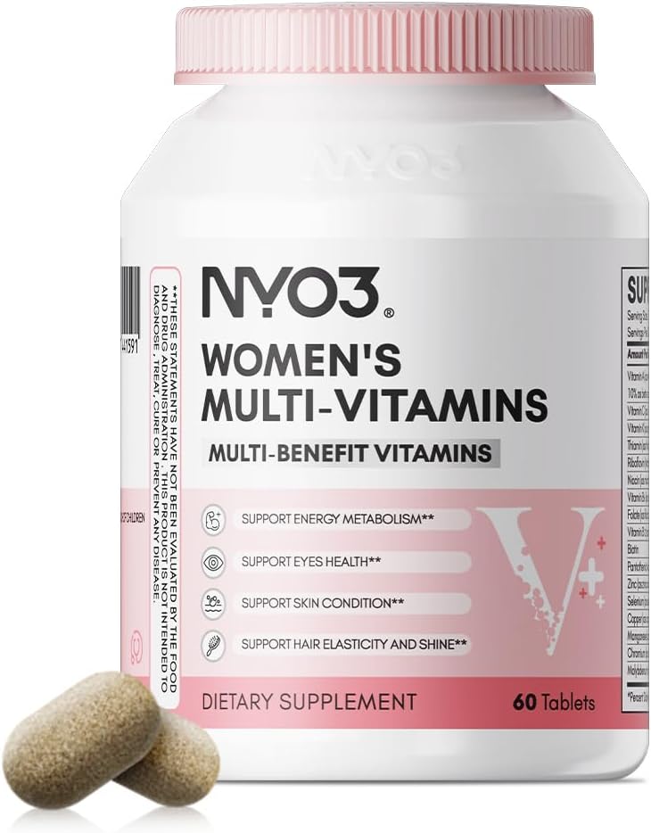NYO3 Multivitamin cho phụ nữ với Zic & Biotin vitamin A,C,K,B26, B12 & đa sắc thể đa sắc tộc Nhật báo Multivimins Người đẹp và Năng lượng gluten- Free, 60 ngày
