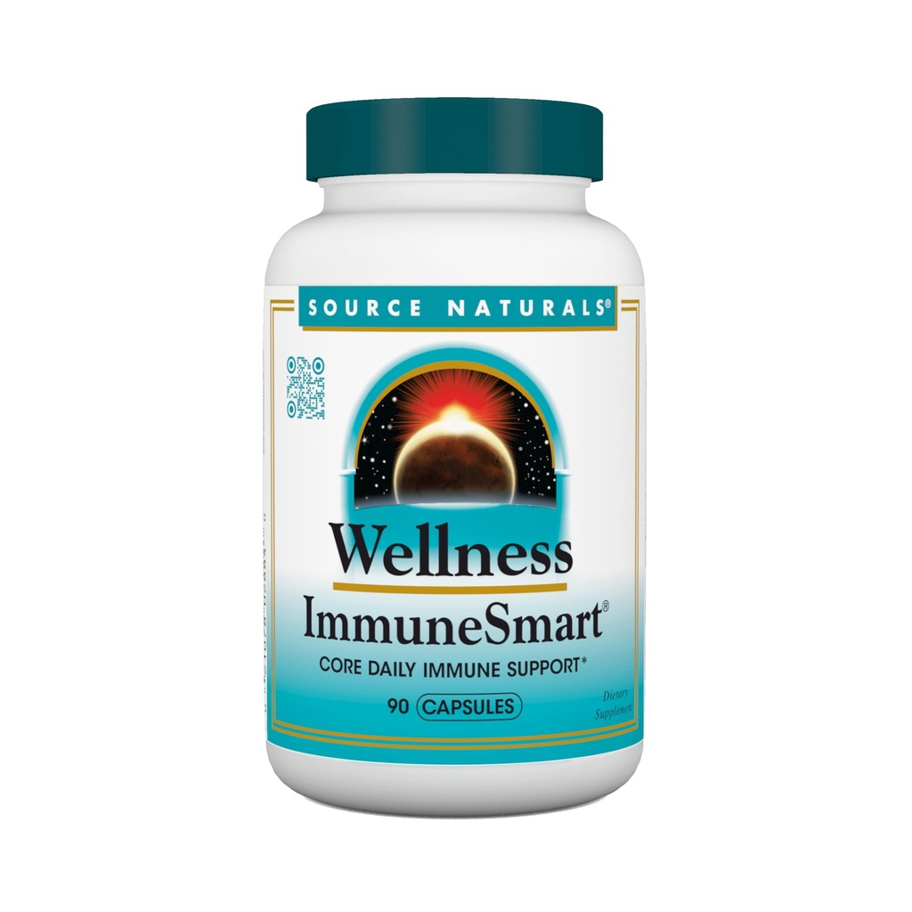 Source Naturals Wellness ImmuneSmart, 90 Capsules | Core Daily Immune Support | with Vitamins A, C, and D, Zinc, Elderberry, Echinacea, Andrographis, Turkey Tail and Garlic*