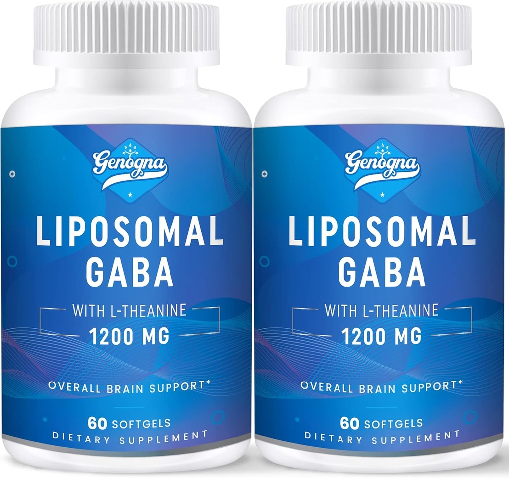 Liposomal GABA con L-teanina 1200mg - 2 Pack Integratori GABA ad alta biodisponibilità, 120 capsule per adulti