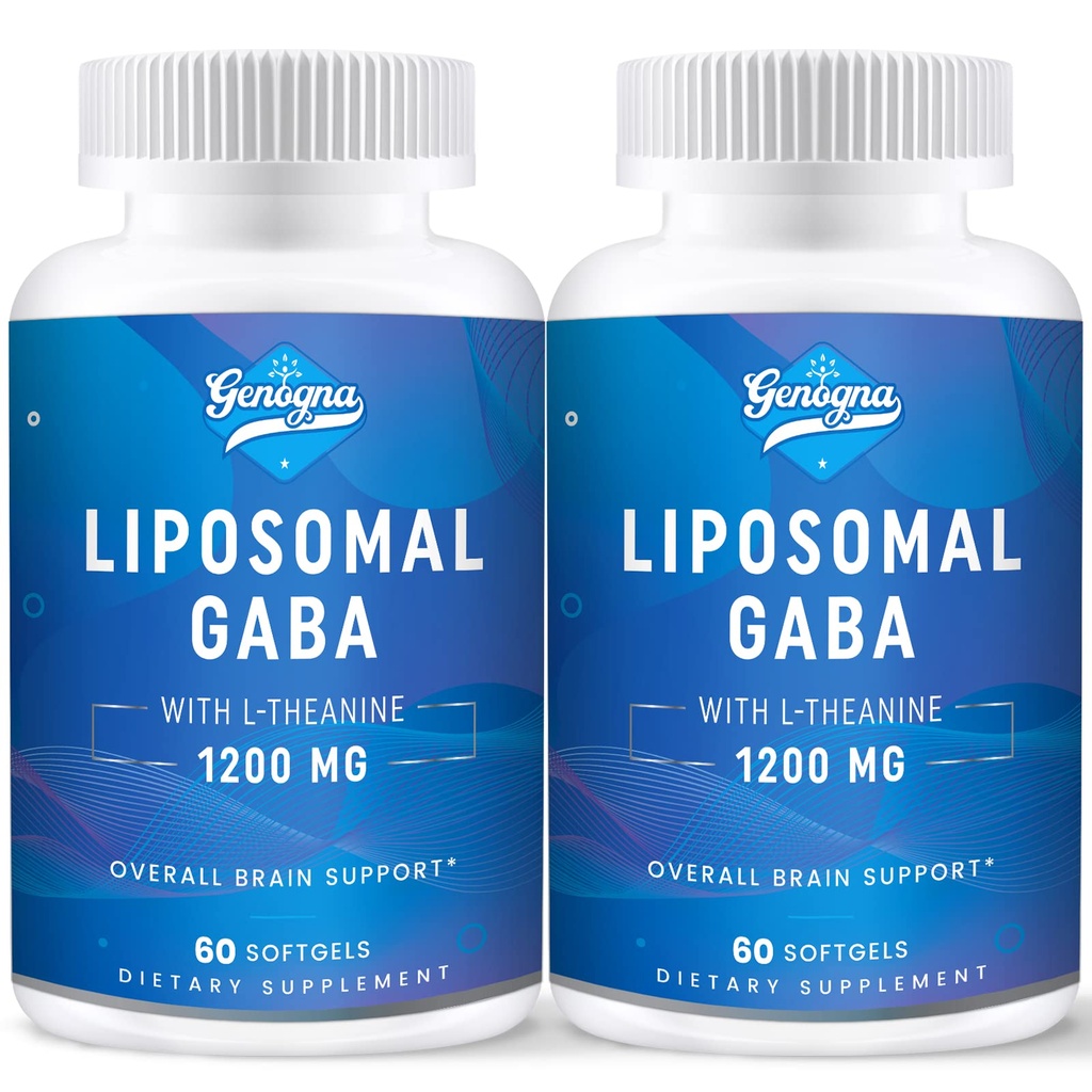 Liposomal GABA with L-Theanine 1200mg Supplements 2 Pack for Adults | High Bioavailable