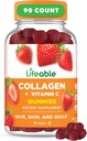 Livelig collagen Peptider Gummies | 100mg med vitamin C | Great Tasting Collagen Supplementer | Vegetarisk hår hud og negler Gummies | Kollagen Gummies for voksne, Menn, kvinner | 90 Gummies