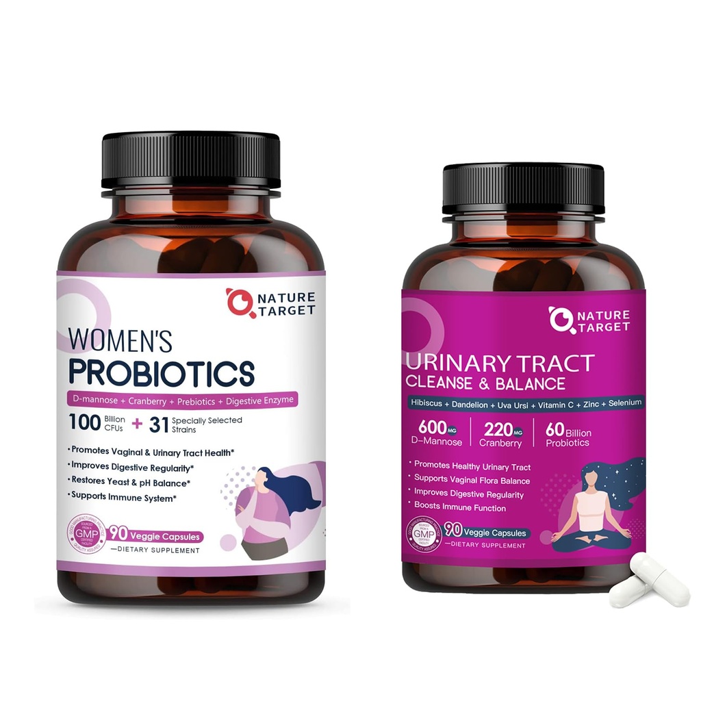 NATURE TARGET Probiotics for Women Digestive Health + Probiotics for Women Urinary Tract Health