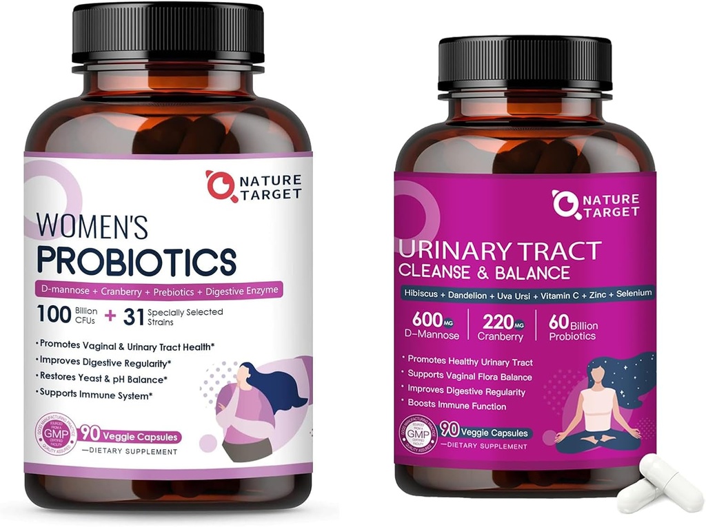 NATURE TARGET Probiotika für Frauen Verdauungsmedizin + Probiotika für Frauen Urinary Tract Health