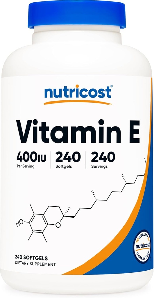 Nutricost Vitamin E 400 IE, 240 Softgel Kapsler - Glutenfri, ikke-GMO