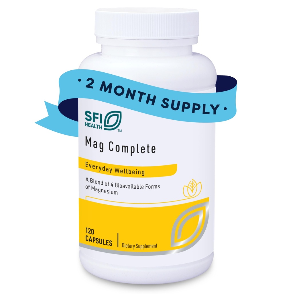 Klaire Labs SFI Health Mag Complete - Magnesium Complex Supplement - with Bioavailable Magnesium Succinate, Taurinate, Malate & Citrate - Support A Healthy Heart, Energy & Nerves (120 Capsules) | Premium Magnesium Complex with Four Bioavailable Forms of Magnesium, Magnesium Supplement with Succinate, Taurinate