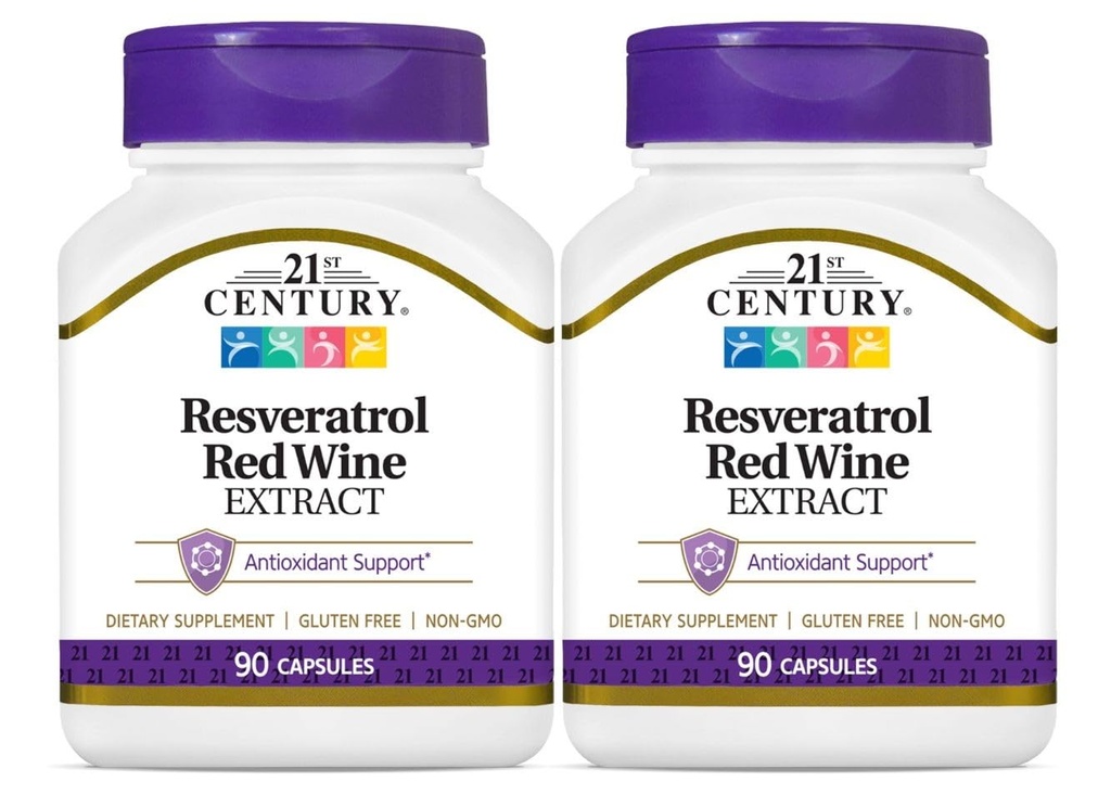21st Century, Resveratrol Red Wine Extract, 90 Capsules - 2pc