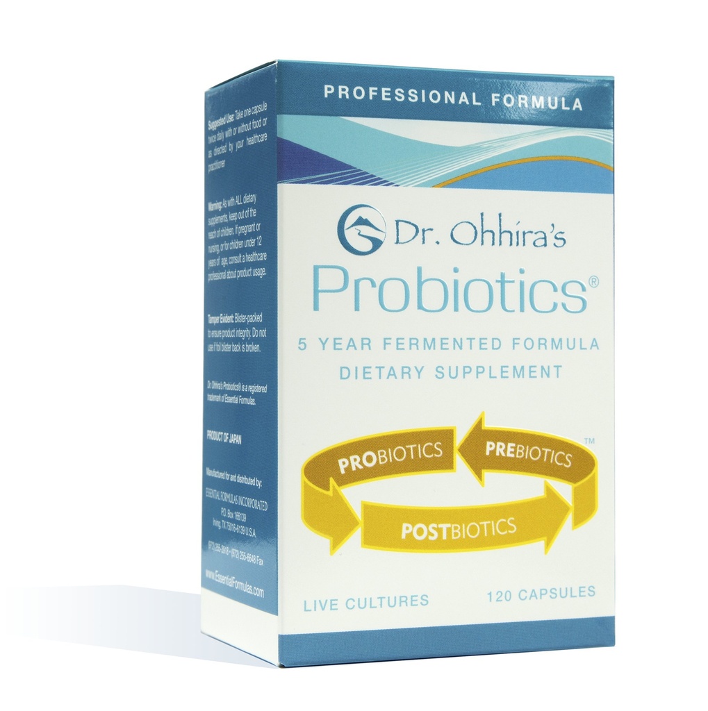 Essential Formulas Dr. Ohhira’s Probiotics Professional Formula with 5 Year Fermented Prebiotics, Live Active Probiotics and The only Product with Postbiotic Metabolites, 120 Capsules
