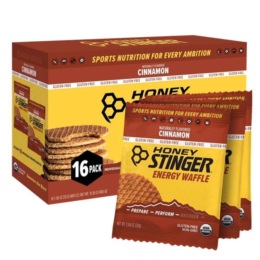 Honey Stinger Organic Gluten Bezmaksas kanēlis Waffle, Enerģijas Stroopwafel vingrinājumiem, izturība un sniegums, Sporta Nutrition Home & Gym, Pre and Post Workout, Box of 16 Waffles, 16.96 Ounces