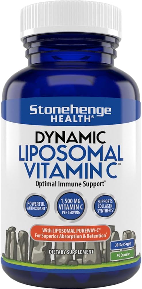Stonehenge Health Dynamiczna witamina liposomalna C 1500mg - 90 Kapsułki - Zaawansowana formuła - Fosfolipidy pochodzące z nieGMO Słonecznik, Wspiera zdrowy system immunologiczny, Synteza Collagen & Zdrowie mózgu