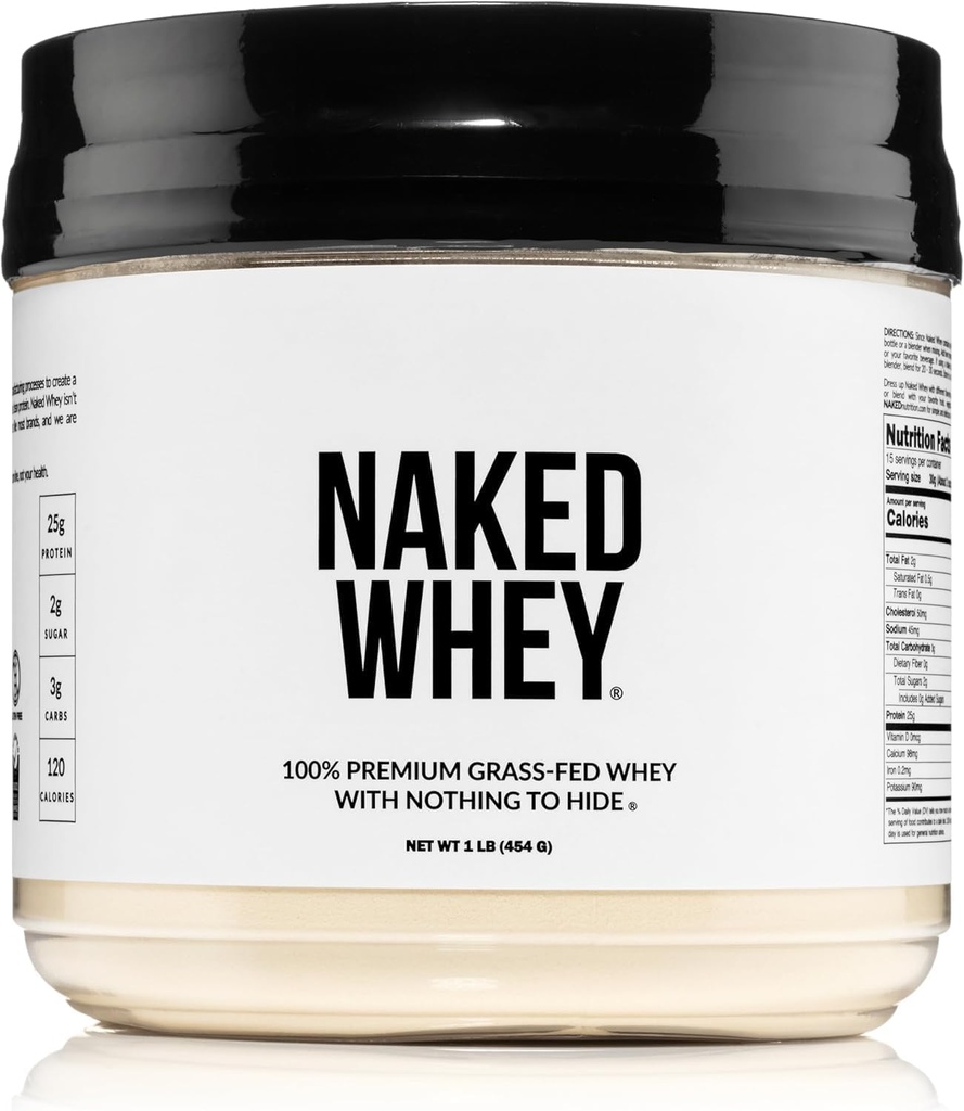 NAKED Суроватка 1Lb - само 1 съставка, Трева Fed Whey протеин на прах, Неденатуриран, Без Gmos, Без соя, Без глутен, Стимулиращ растеж, подобряване на възстановяването - 15 Сервиз
