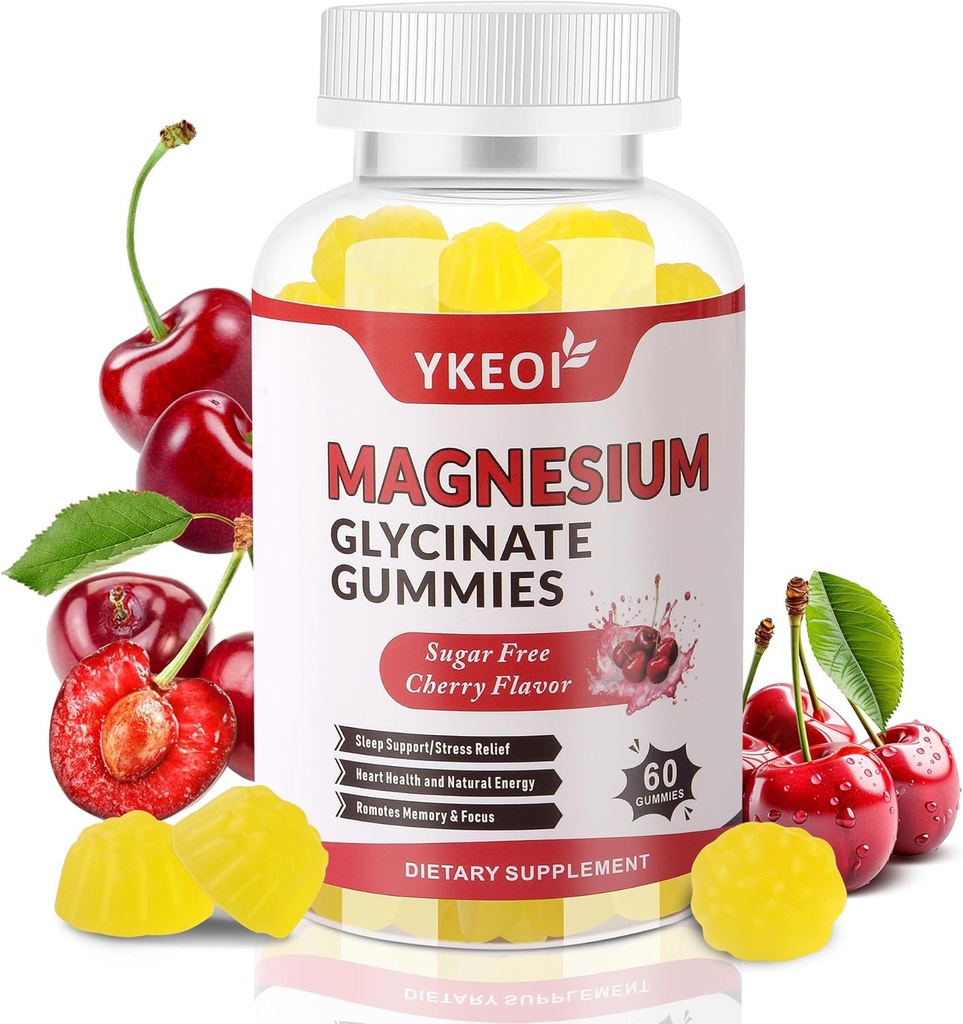 Magnesium Glycinate Gummies 500 Mg, Sugar חינם Magnesium תוסף משולש Magnesium מורכב עם Malate 400 Mg, Citrate 400 Mg Ashwagandha 100 תוסף Mg Magnesium למבוגרים - 60 חניכיים