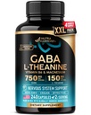 GABA L-Theanine 900 mg - Magnesium | Vitamin B6 - Calm, Sleep, Relaxation & Mood Support - Lab Tested - 750 mg Gamma AminoButyric Acid, 150 mg L-Theanine - Non-Habit Forming, Vegan - 240 Capsules