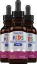 Piping Rock Kids Melatonin Liquid 1 fl oz | 1mg | Pack de 3 botellas | Berry Flavor Drops | Non-GMO, Gluten Suplemento gratuíto