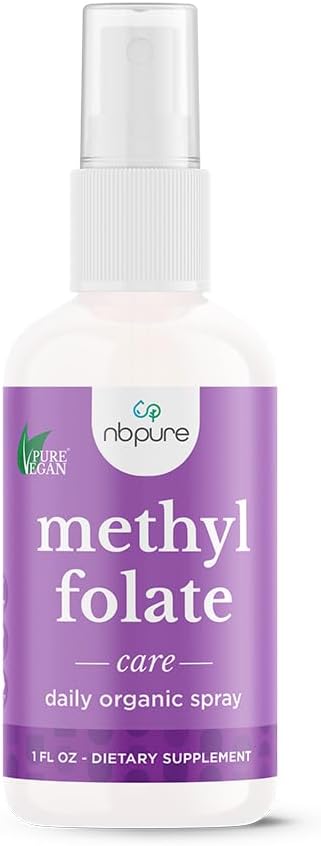 nbpure Méthylfolate Vitamine B9 Supplément de pulvérisation, Vaporisateur à acide folique liquide, 1 oz