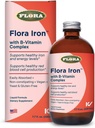 Flora Iron - Vegan Liquid Iron Supplement with B bitaminak - Red Blood Cell & Energy Support - Yeast-Free & Gluten-Free - Delicious Fruit Juice Base - 7.7 fl. Beirazko botila
