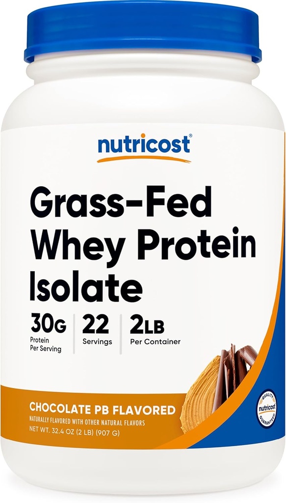 Nutricost Gras- Fed Išrūgų baltymų izoliatas (Šokoladas žemės riešutų sviestas) 2LBS - Ne GMO, Gluten Free, Natūralus skonis