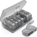 AUVON XL Weekly Pill Organizer 2 日、Pill Box 7 Day with One-Side Large Openings for Easy to use、Gray AM PM Pill Case for Medication、ビタミン、魚油、サプリメント
