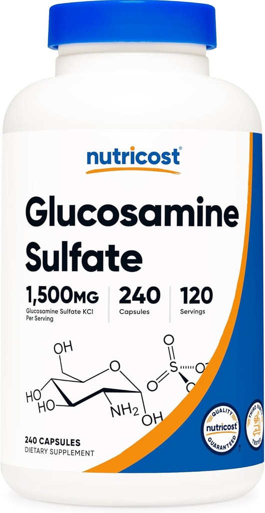 Nutricost Glucosamina Sulate 1500mmg, 240 Capules - 750mmg Per Capule, Guten Free, No-GMO