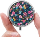 Mini Pill Box, Kiçik Pill Box, Portable Pill Box, Vitaminlər üçün Cute Pill Organizer, Narkotiklər, Balıq Yağı və Təhsillər (Floral)