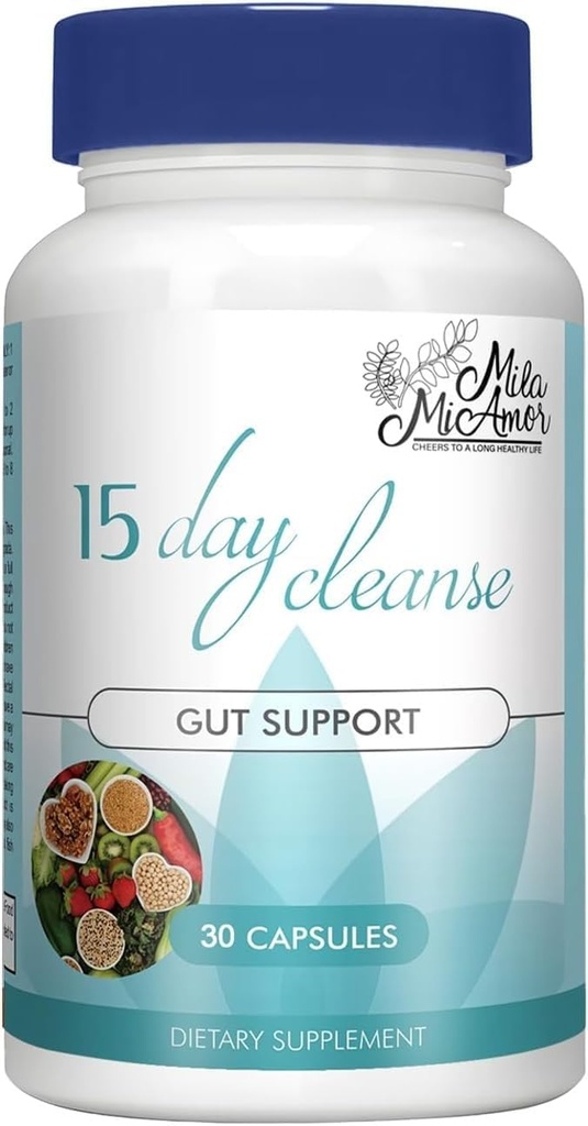 Mila Miamor 15 dagen reiniging - Gut and Colon Support - Advanced Gut Cleanse Detox for Women & Men with Senna, Cascara Sagrada & Psyllium Husk - Non-GMO - Made in USA - 30 Capsules