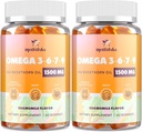 Омега-7 Sea Buckthorn Oil Gummies, Омега 3 6 7 9 Допълнение за жени, Флаксово масло, Витамини Е, А и Пробиотици - кожата, очите и сухотата, Лайка Аромат - 120 Гума