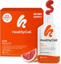 Codzienny suplement do cieczy Healthycell Eye Health - Witaminy i minerały do oczu z luteiną, zeaksantyną, astaksantyną i karotenem do pielęgnacji wzroku i wsparcia plamki - 30 opakowań żelowych