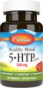 Carlson Healthy Mood 5-HTP Elite 100 mg con vitamina B6 - Apoio ao humor e suplemento de relaxación - Raspberry Chewable - 60 tabletas