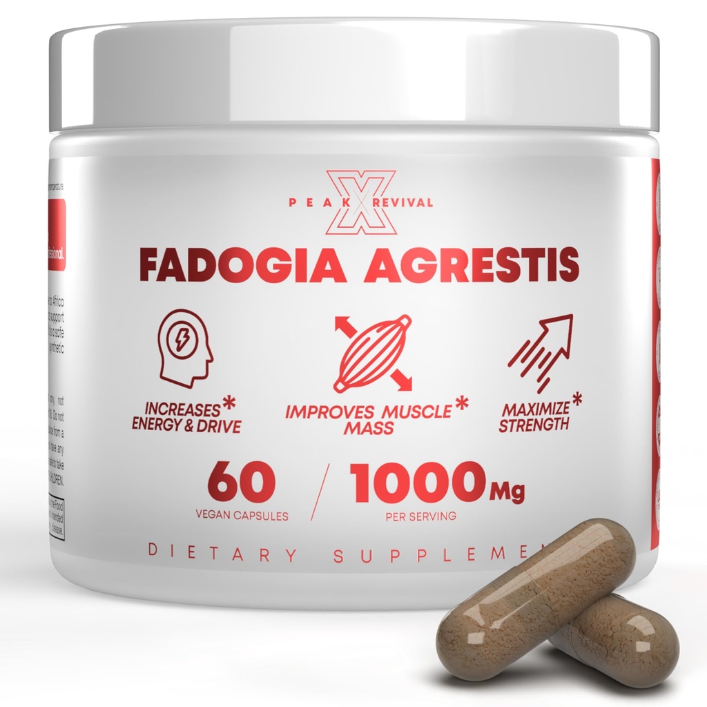 Testosterone Booster for Men with Fadogia Agrestis 1000mg Per Serving - Improve Natural Testosterone production, Increase Energy and Muscle Growth - Testosterone Supplement for Men (60 Capsules)