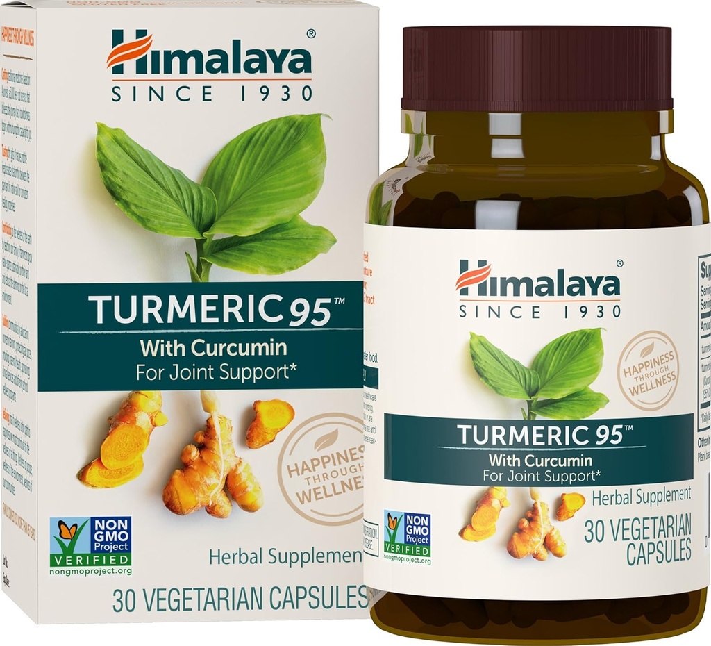 Himalayakurkuma 95 - Herbal Supplement Turmeric Curcumin for Joint Support and Mobility, 95% Curcuminoids - Vegan, non-GMO, Gluteeniton, 600 mg, 30 kapselia