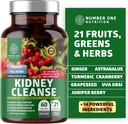 N1N Premium Kidney Cleanse [21 Potent Kräuter] für Urinary Tract & Bladder Control, Natural Kidney Support mit Cranberry Extract, Astragalus und Uva Ursi Leaf, 60 Veg Caps