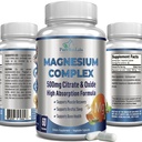 High Absorption Magnesium Citrate Complex 500mg Magnesium Citrate & Oxide – Supports Calm Sleep, Muscle Cramp Relief, Muscle Recovery, Healthy Teeth & Bones, Non-GMO – 60 Vegetable Capsules