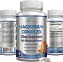High Absorpulation Magnesium Cittegraphy 500mg Magnesium Citture & Oxide – สนับสนุนการนอนหลับที่สงบ, การบรรเทากล้ามเนื้อ, การฟื้นตัวของกล้ามเนื้อ, การบํารุงสุขภาพ Teth & Bones, Not-GMO – 60 capsuble