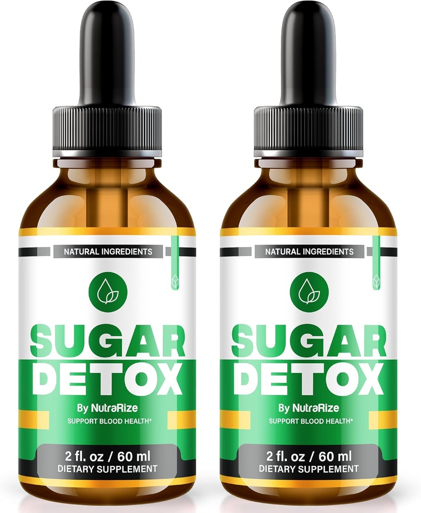 NutraRize (2 Pack) Sugar Detox Drops, SugarDetox Drops, 21-Day Sugar Detox Challenge, All-Natural Liquid Cleanse for Beginners, Premium Blood Formula Gotas Comentarios (60 Servings)