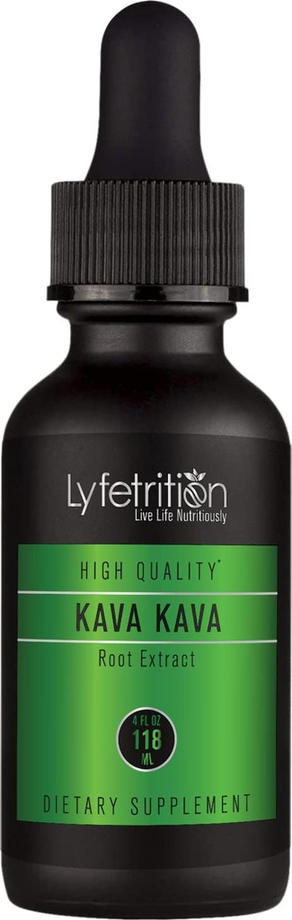 Lyfetrition Kava Kava Root Extract med Active Kavalactones 540mg, 220 portioner, Cruelty-Free, Easy-to-Consume Liquid Drops, Quick Absorption, GMP-Certified, Third-Party Tested, Non-GMO, Made in USA