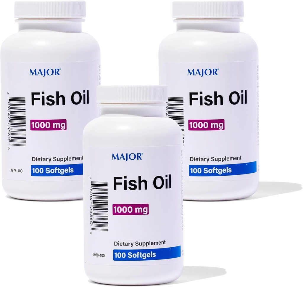 MAJOR Omega-3 Fish Oil - Fish Oil Supplement 1000mg - 100 Softgels (3-Pack)