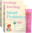Probióticos infantís LOVEBUG 0-6 meses - Probióticos orgánicos de USDA para bebés, soporta gas bebé, colico, diarrea e alivio de estreñimiento nados, allergen & Sugar Free, pó sen sabor, 60 Pack