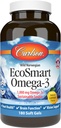 Carlson - EcoSmart Omega-3, 1 000 mg Omega-3s,可持续来源,心脏健康,大脑功能和视觉支持,柠檬,180软胶