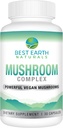 Best Earth Naturals Vegan Mushroom Complex Supplement for Energy, Clarity & Cognitive - Immune Support w/Lion's Mane, Reishi, Chaga, Maitake & Shiitake 30 Day Supply (30 Capsules)