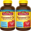Naturlaget Flaksfrø Olje 1000 mg, Diett Supplement for hjerte helse støtte, 180 Softgels (pakke med 2)