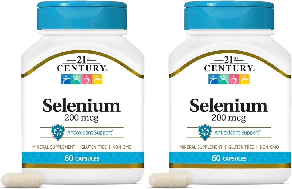 21st Century Selenium 200 mcg Capsules, 60 Count (Pack of 2)