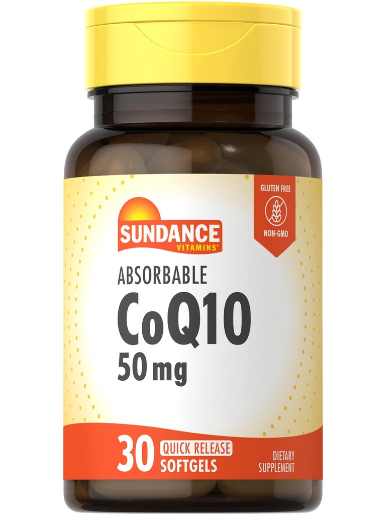 Sundance CoQ10 50mg Softgels | 30 Count | Non-GMO & Gluten Free Supplement