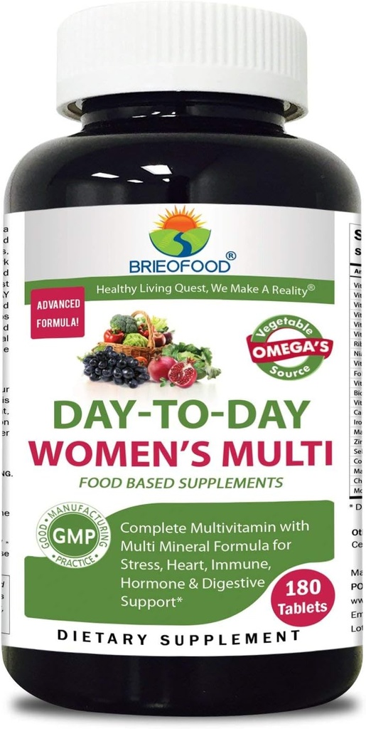 Briofood, Day-to-Day Food Based Qadınlar Multi (180 Tablet) with Fruit Source Omegas