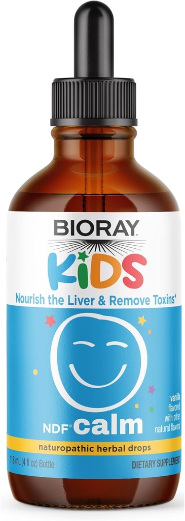 BIORAY Kids NDF Calm, Vanilla - 4 fl oz - Nourish The Liver & Remove Toxins - Ei-GMO, Vegan, Gluteeniton - 2-4 kuukauden toimitus