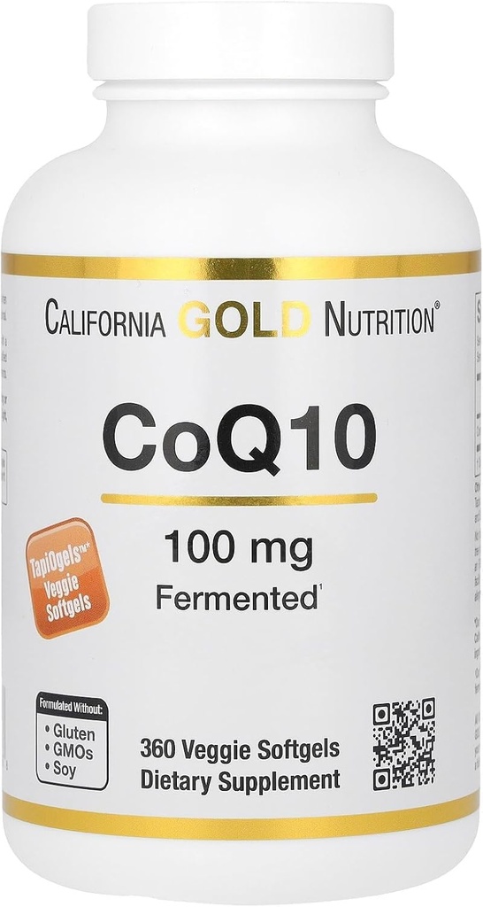 California Gold Nutrition CoQ10 100 mg, Koenzym Q10 Ubichinon USP, Wspomaga Mitochondrial Function, 360 Veggie Softgels