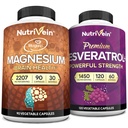 Nutrivein Premium Magnesium L-Threonate & Resveratrol Supplement Bundle: High-Absorption Magnesium Threonate and Resveratrol Capsules for Repair, Defenses, & Vitality