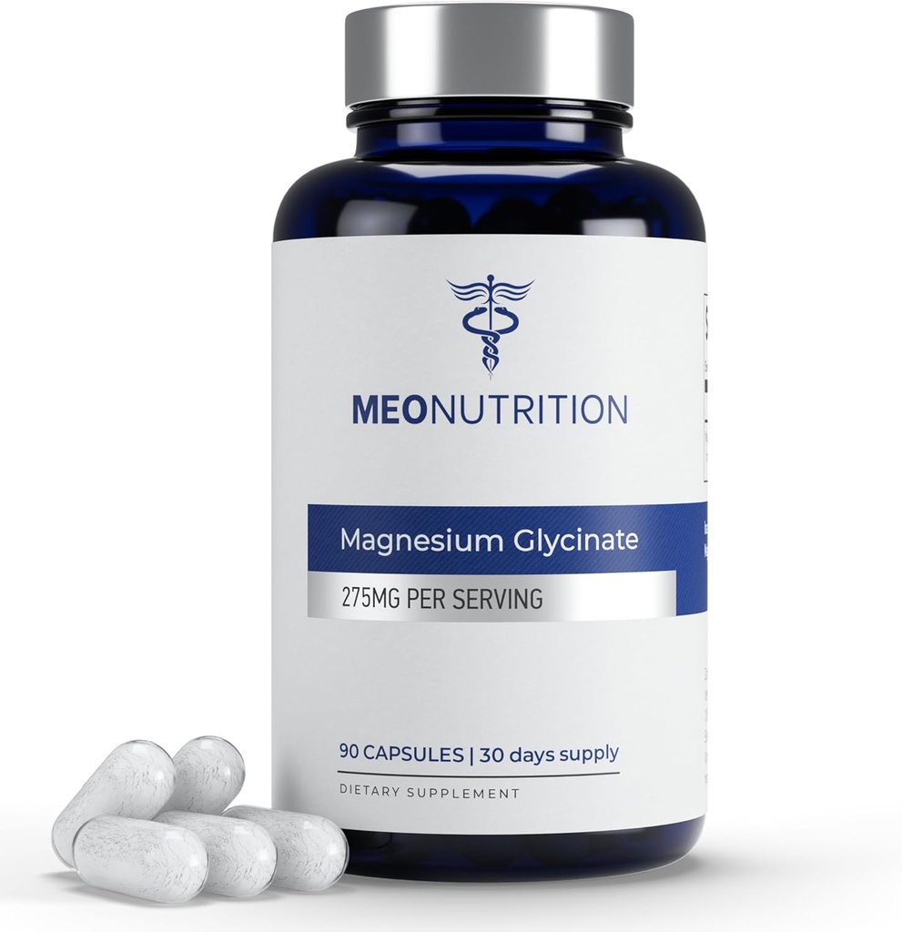 Magnesium Glycinate 275mg per Serving | 90 Vegan Capsules | Non-GMO, Gluten-Free, Gentle on Digestion | Supports Sleep, Heart & Bone Health | Made in USA