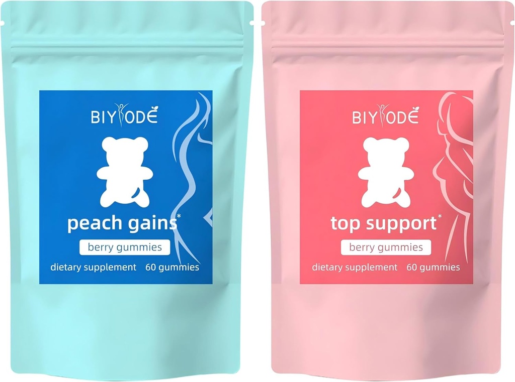 BIYODE Berry Gummies Combo Pack - Bum &amp; Chest Support Gummies for Women, Workout Aid - Women's Support Supplement - Berry Flavored - Essential Herbs - Multivitamins Dietary Fitness, 120 Gummies