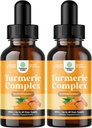 Organic Turmeric Liquid Drops für Erwachsene - Liquid Turmeric Curcumin mit schwarzem Pfeffer Cinnamon und Ginger für Joints Verdauung Immunity & More-Organic Supplement Konzentrat (2oz) (2)
