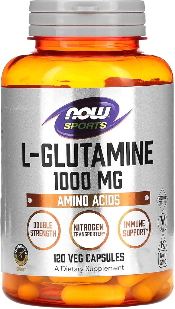 AGORA Foods Deportes, L-Glutamina, 1.000 mg, 120 cápsulas de Veg