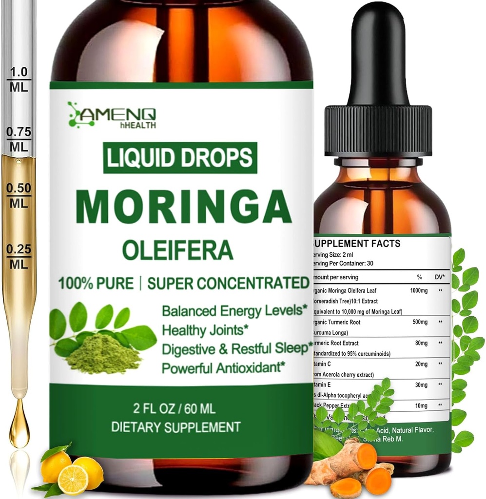 Moringa Oleifera Liquid Drops, Organic Moringa Leaf Extract.